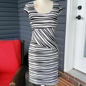 Frank Lyman Design Black and White Zebra Print Bodycon Dress Size 6
